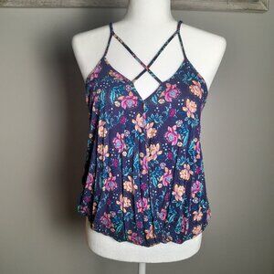 PINK ROSE So Pretty Multi Color Floral Halter Top #summer #beachtank Size Medium